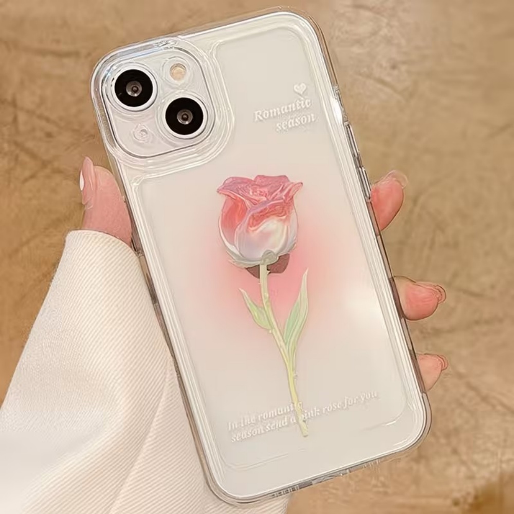 Phone Cases Aesthetic - Custodia Trasparente Estetica con Rose Acquerello