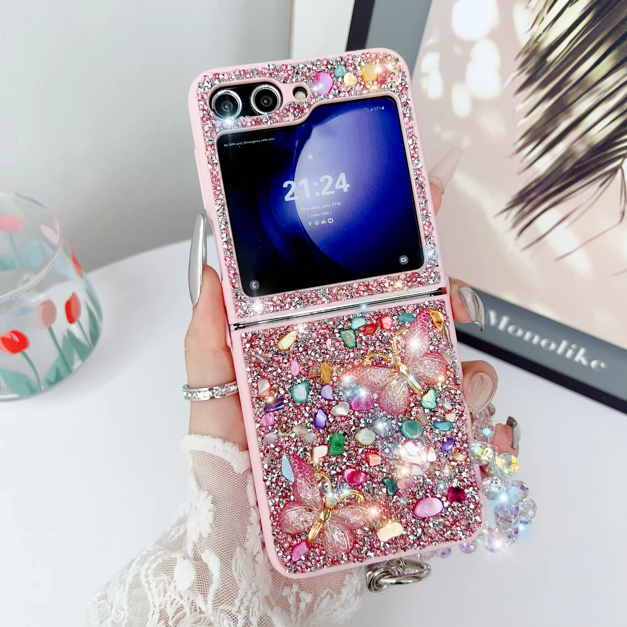 Phone Cases Z Flip 6 - Custodia per telefono glitter di lusso