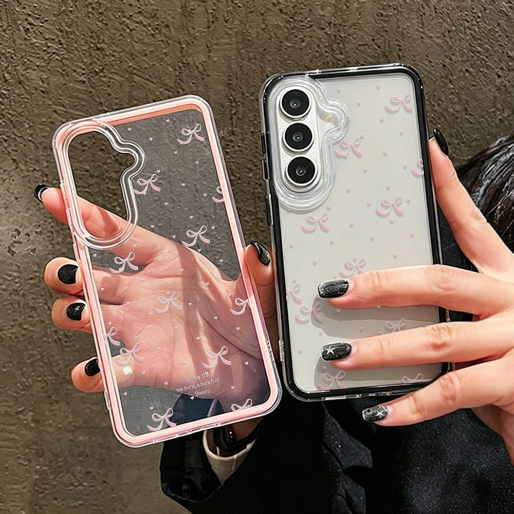 Phone Cases Quality - Custodia Morbida Rosa con Fiocco Carino