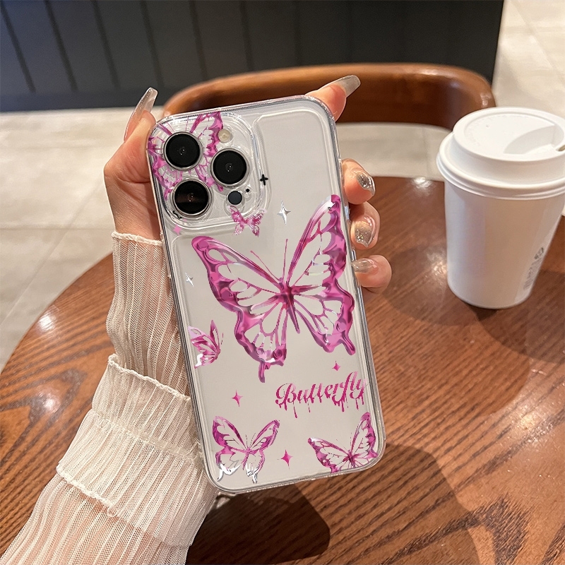 Glitter Shockproof Case - Cover Trasparente Antiurto Y2K Glitter Butterfly